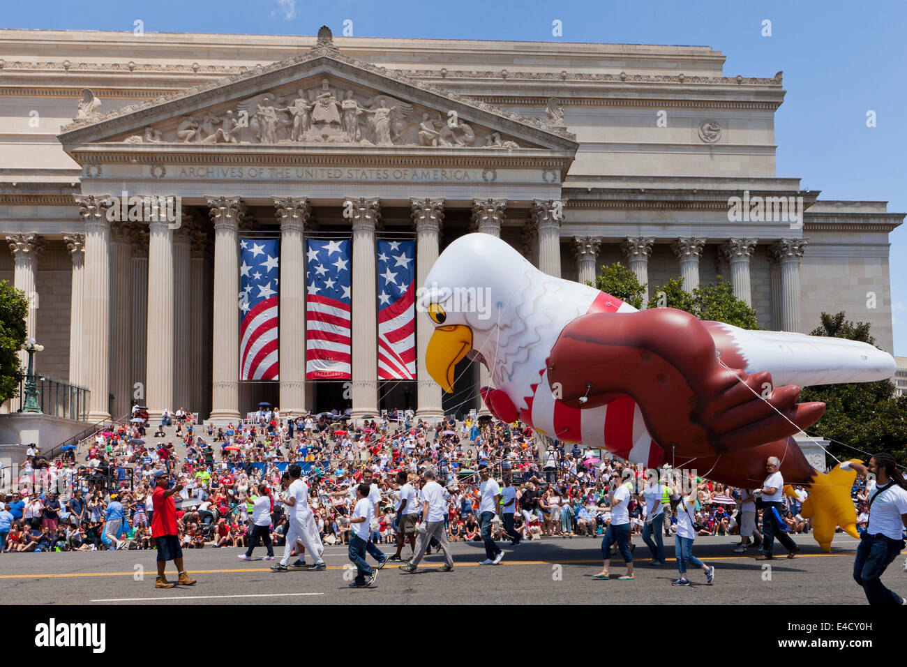 Bald eagle balloon float at Memorial Day parade - Washington, DC USA Stock Photo