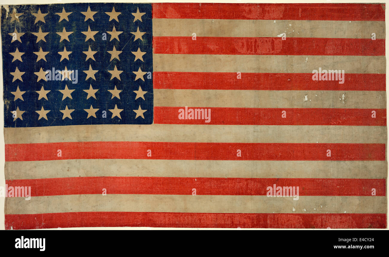 United States America - Thirty-six star flag - circa 1867 Stock Photo