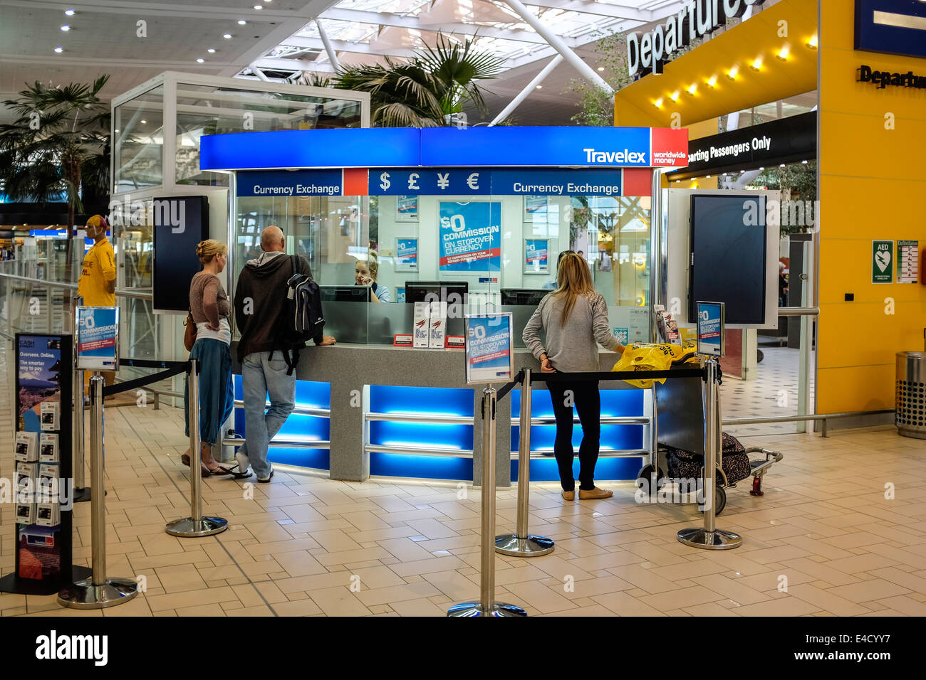 Currency exchange office at Brisbane International airport Stock Photo