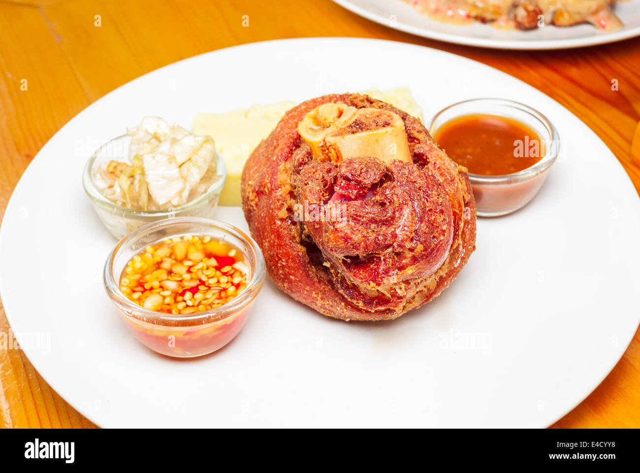 German Pork Hock with Sauce. Stock Photo