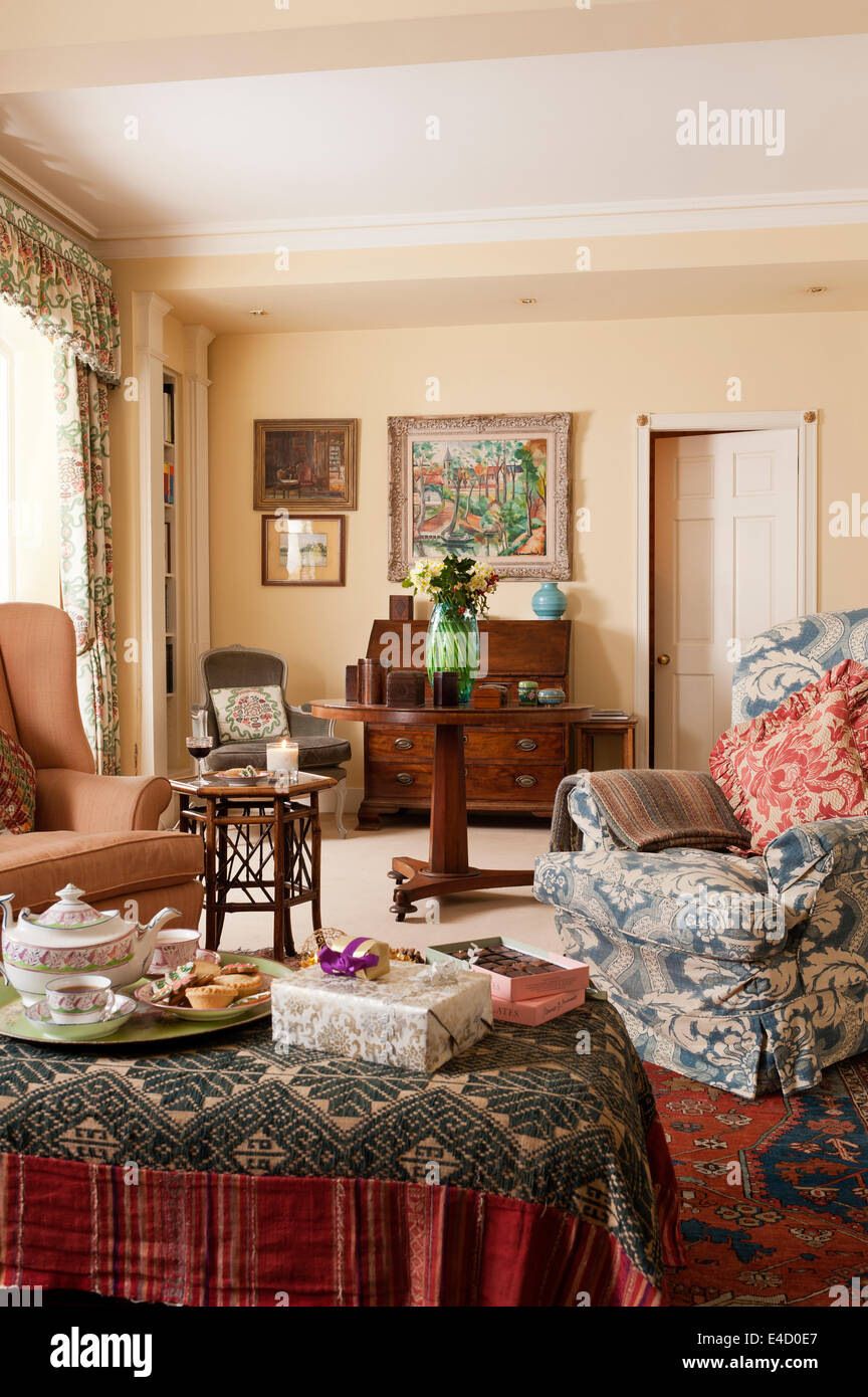 Cosy Sitting Room With Assorted Antique Furniture And Textiles