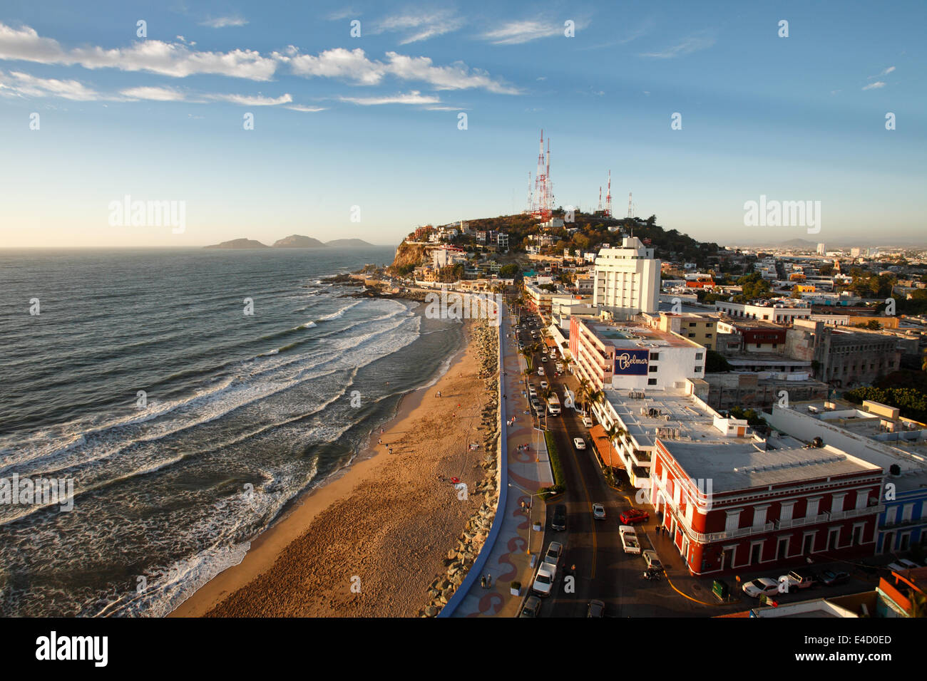 View of Old Mazatlan and the boardwalk (malecon), Mazatlan, Sinaloa