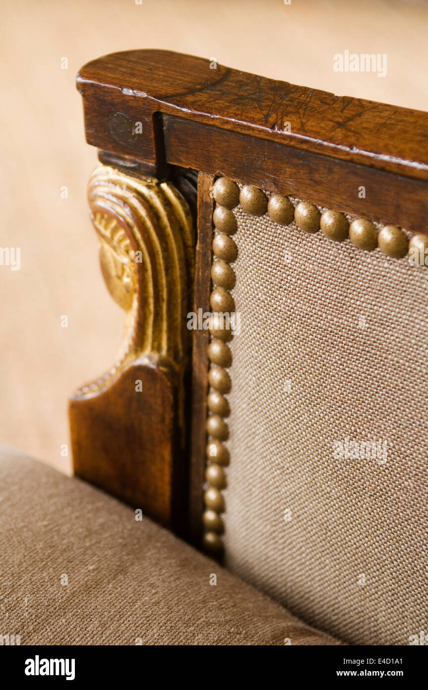 Detail of the arm of an 1810 Directoire chair Stock Photo