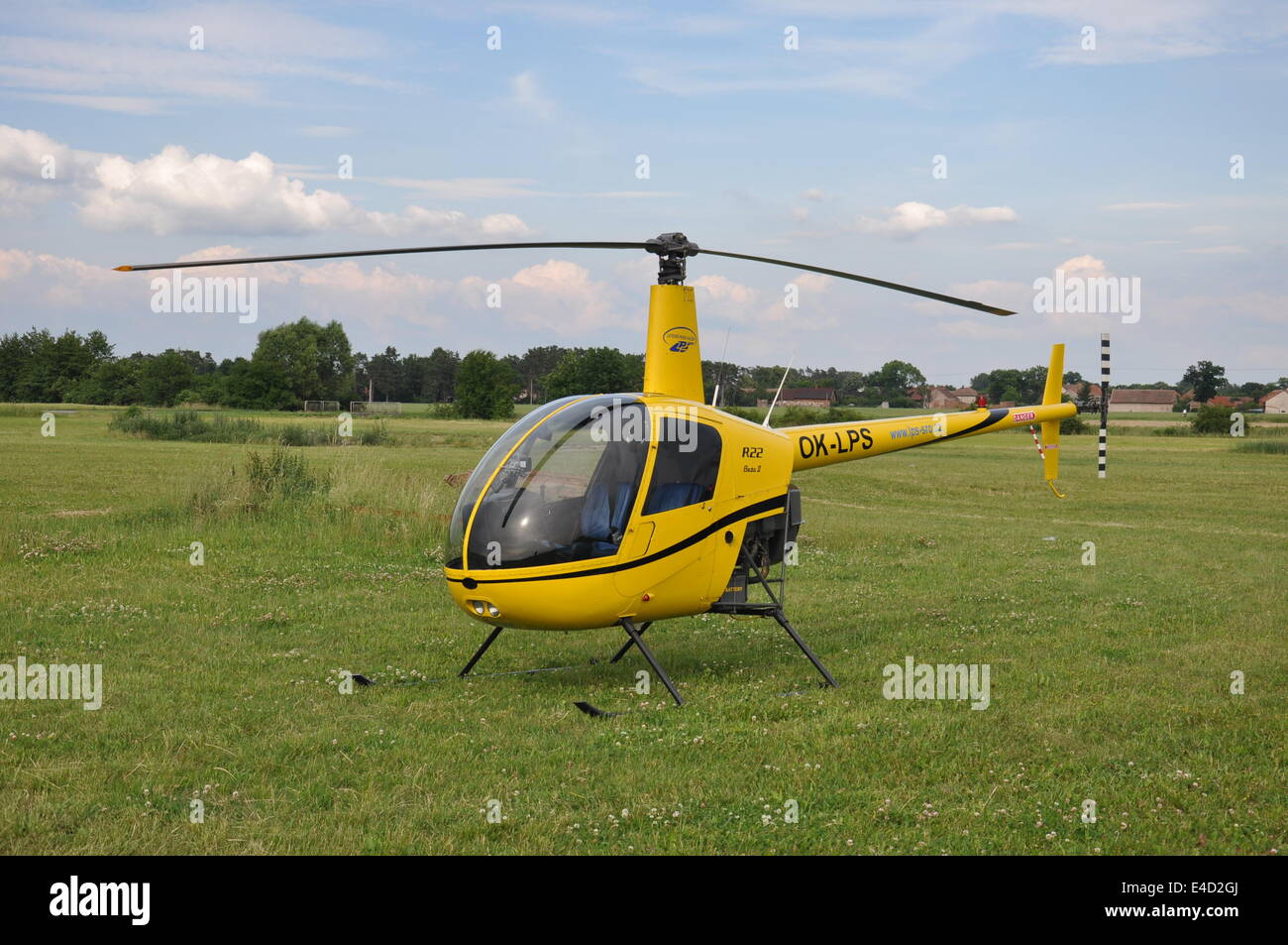 Yellow helicopter Robinson R22 Beta II OK-LPS in Pardubice. (CTK  Photo/Rostislav Kalousek Stock Photo - Alamy