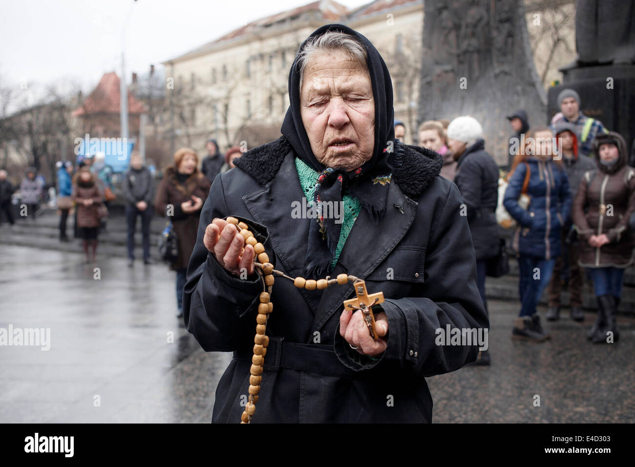Mourning ceremony for victims of the Euromaidan in Kiev, Lviv, Western Ukraine, Ukraine Stock Photo