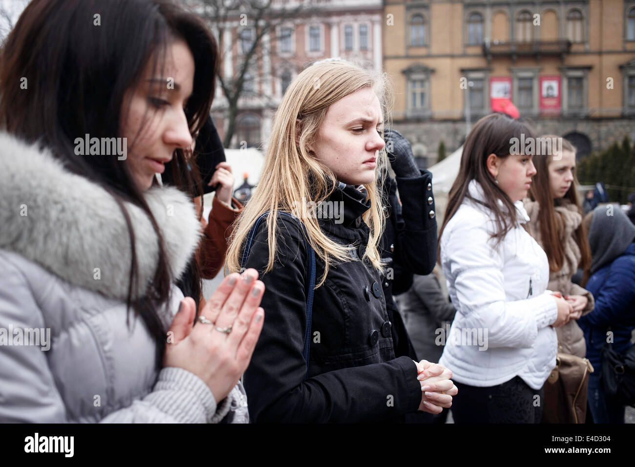 Mourning ceremony for victims of the Euromaidan in Kiev, Lviv, Western Ukraine, Ukraine Stock Photo