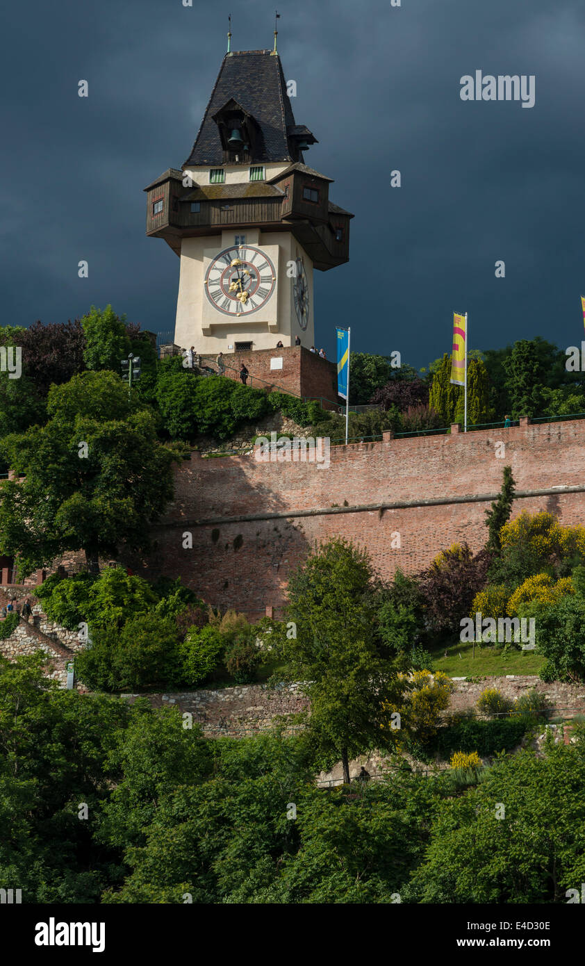 Clock tower on Schlossberg hill, Graz, Styria, Austria Stock Photo - Alamy