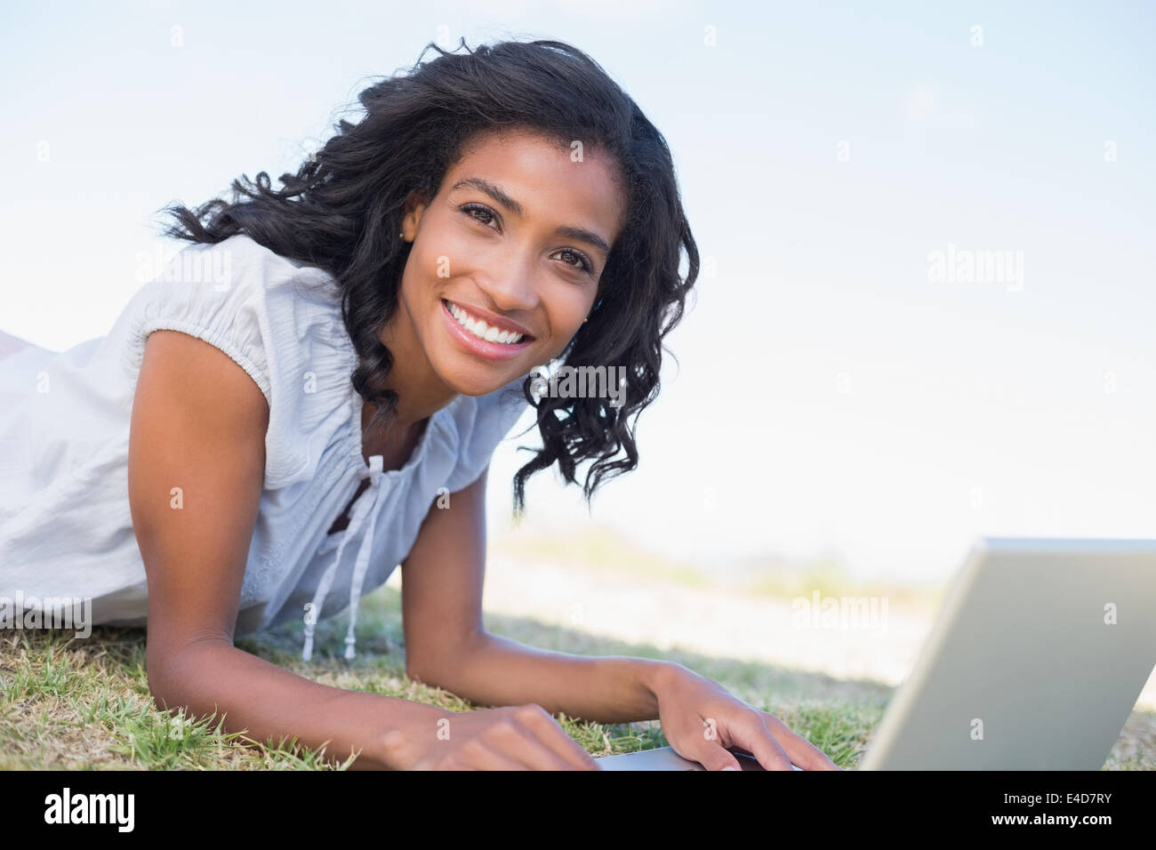 Content black woman laptop hi-res stock photography and images - Alamy