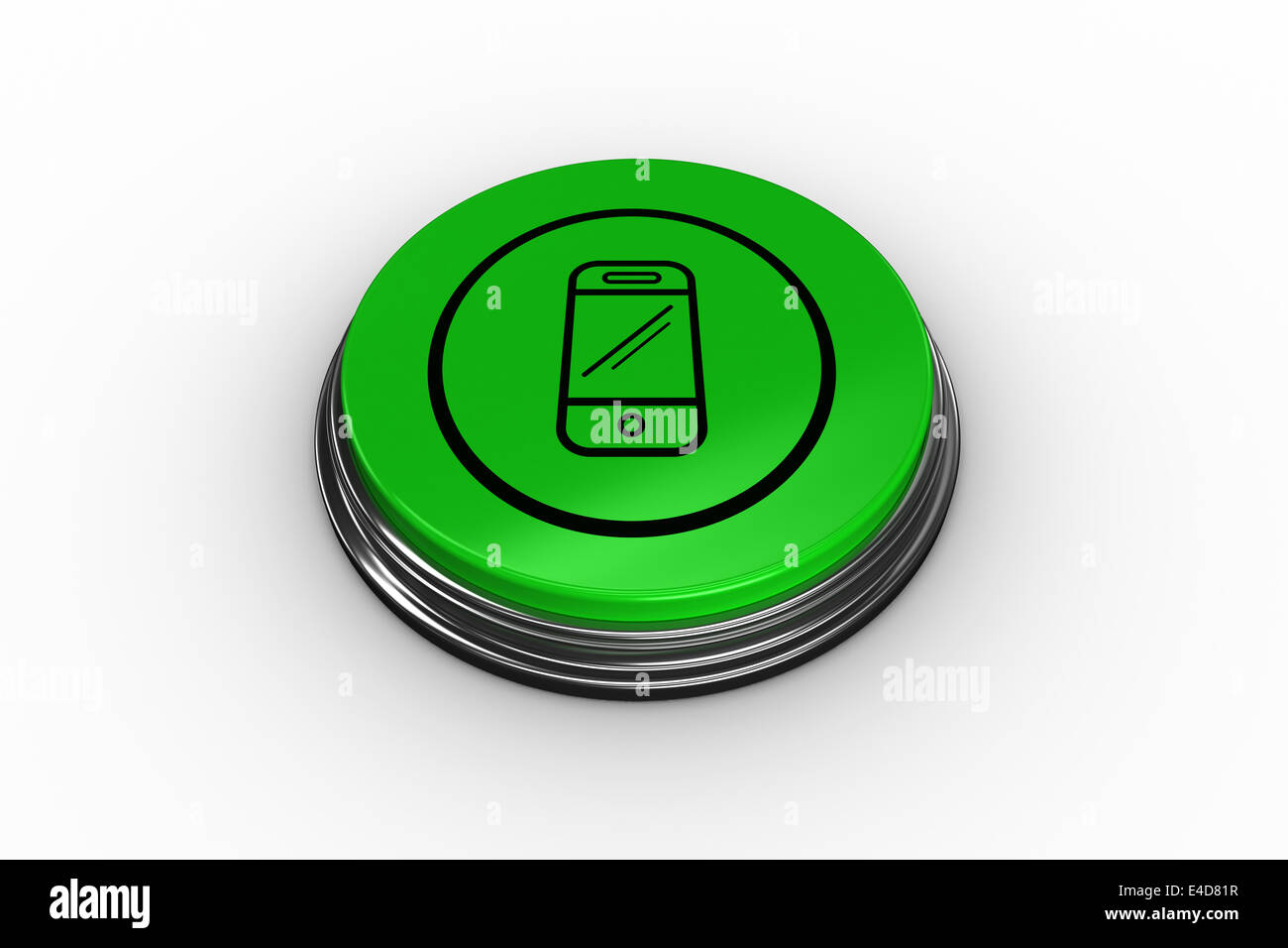 Composite image of smartphone graphic on button Stock Photo