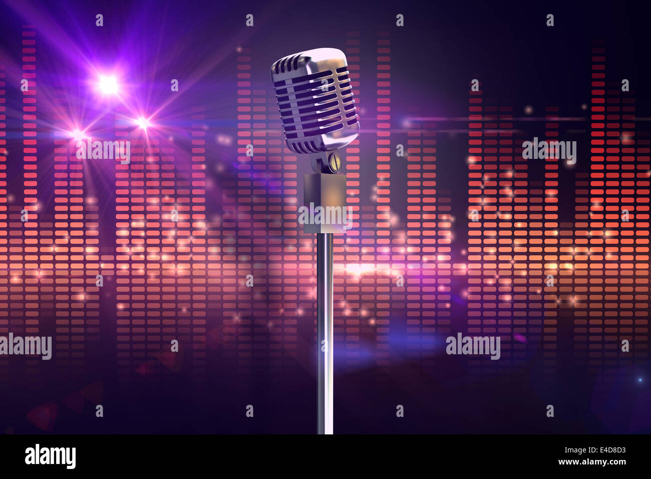 Composite image of retro microphone on stand Stock Photo - Alamy