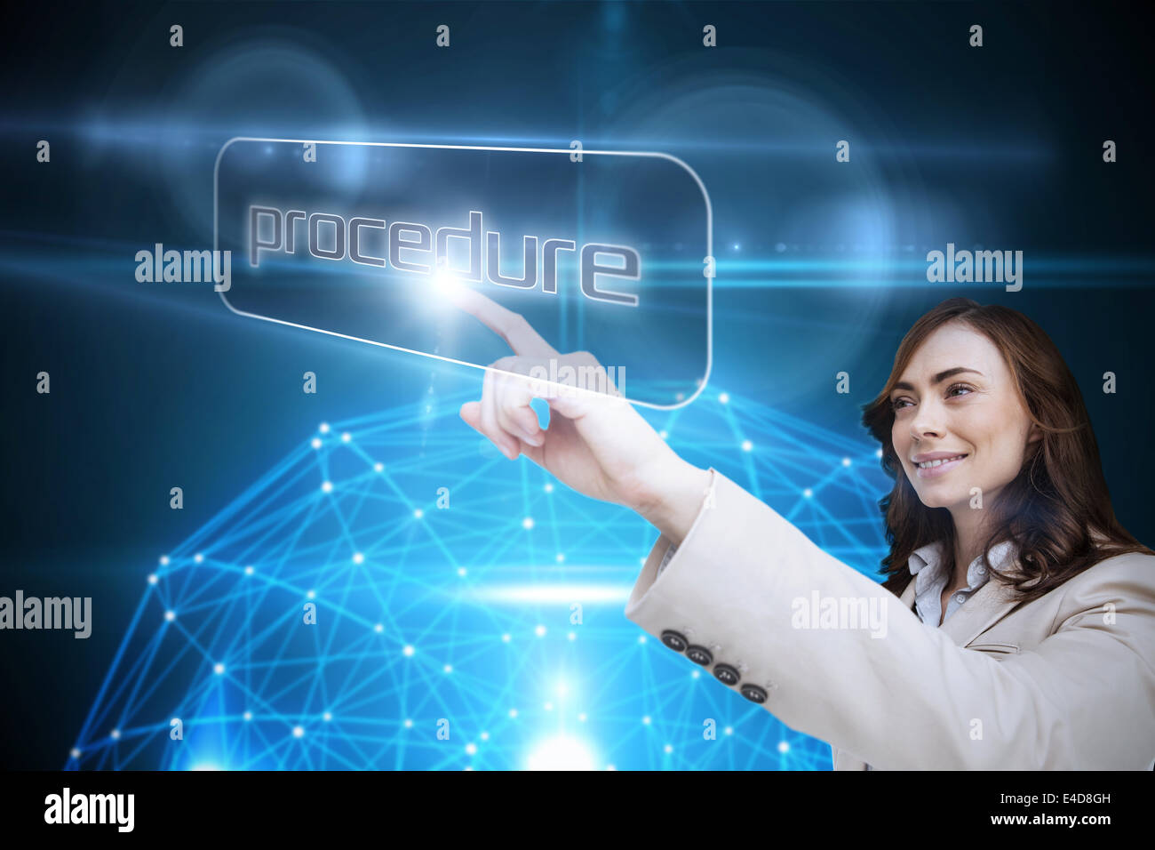 Businesswoman pointing to word procedure Stock Photo