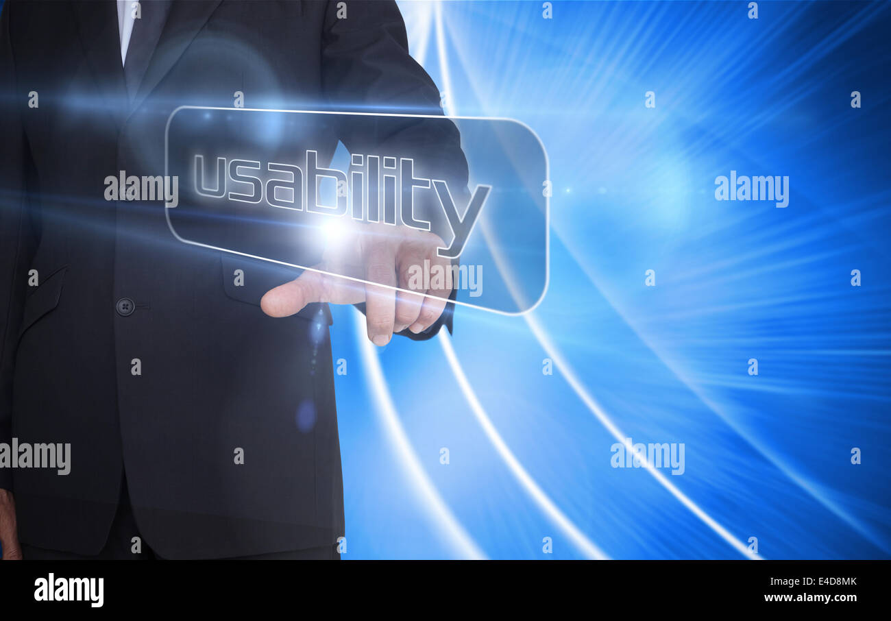 Businessman pointing to word usability Stock Photo