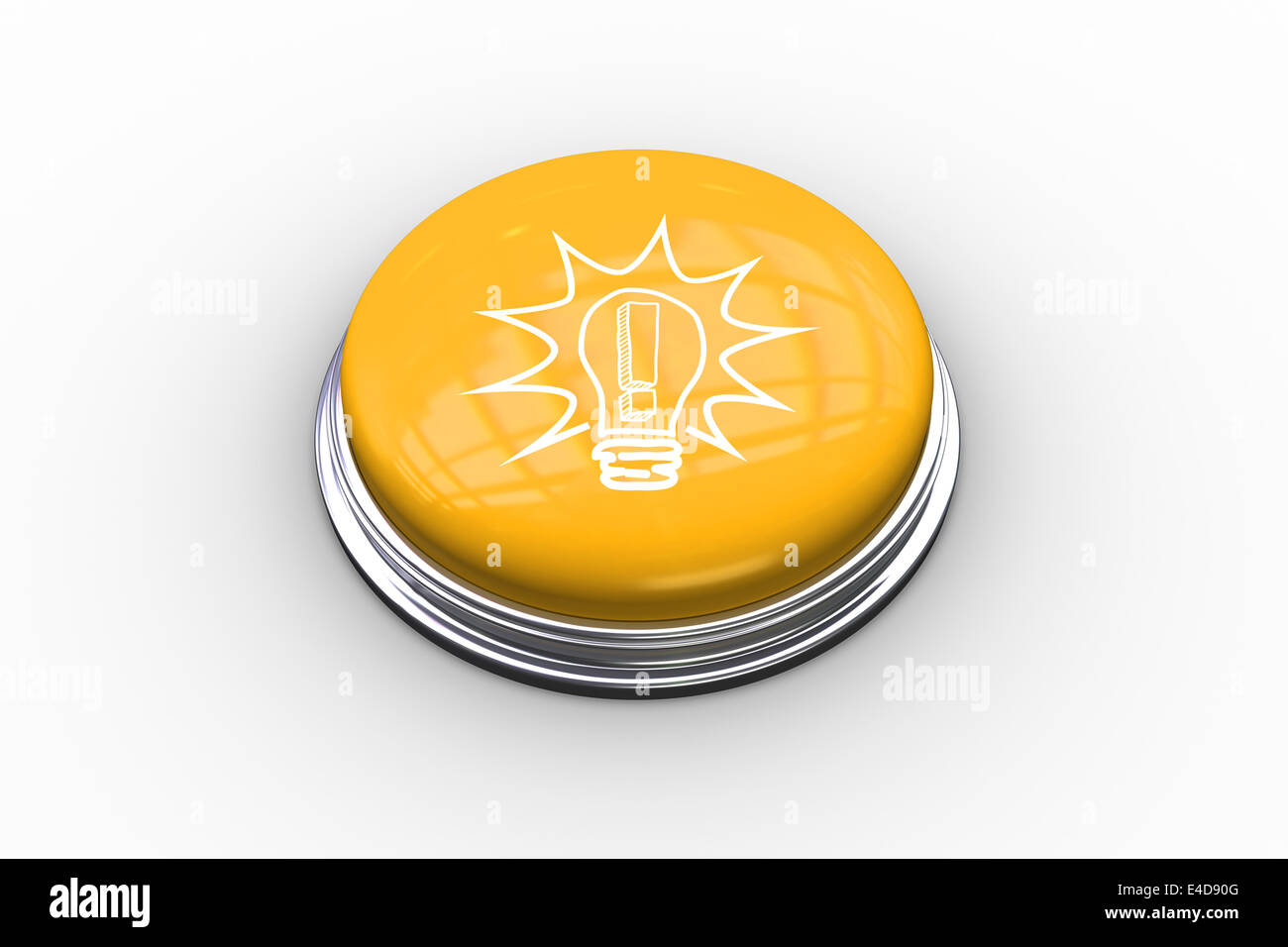 Composite image of light bulb with exclamation mark graphic on button