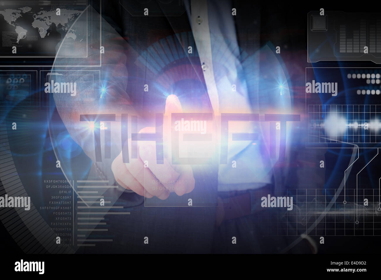 Businessman presenting the word theft Stock Photo