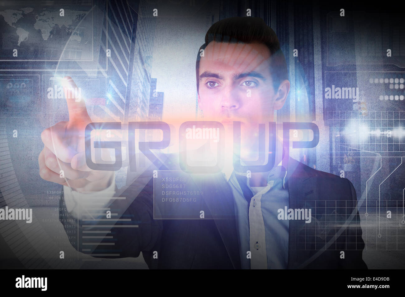 Businessman presenting the word group Stock Photo - Alamy