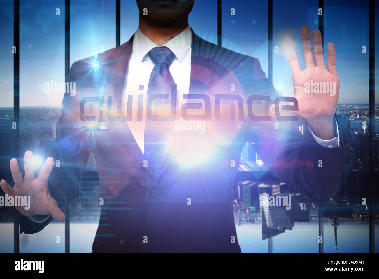 Businessman presenting the word guidance Stock Photo