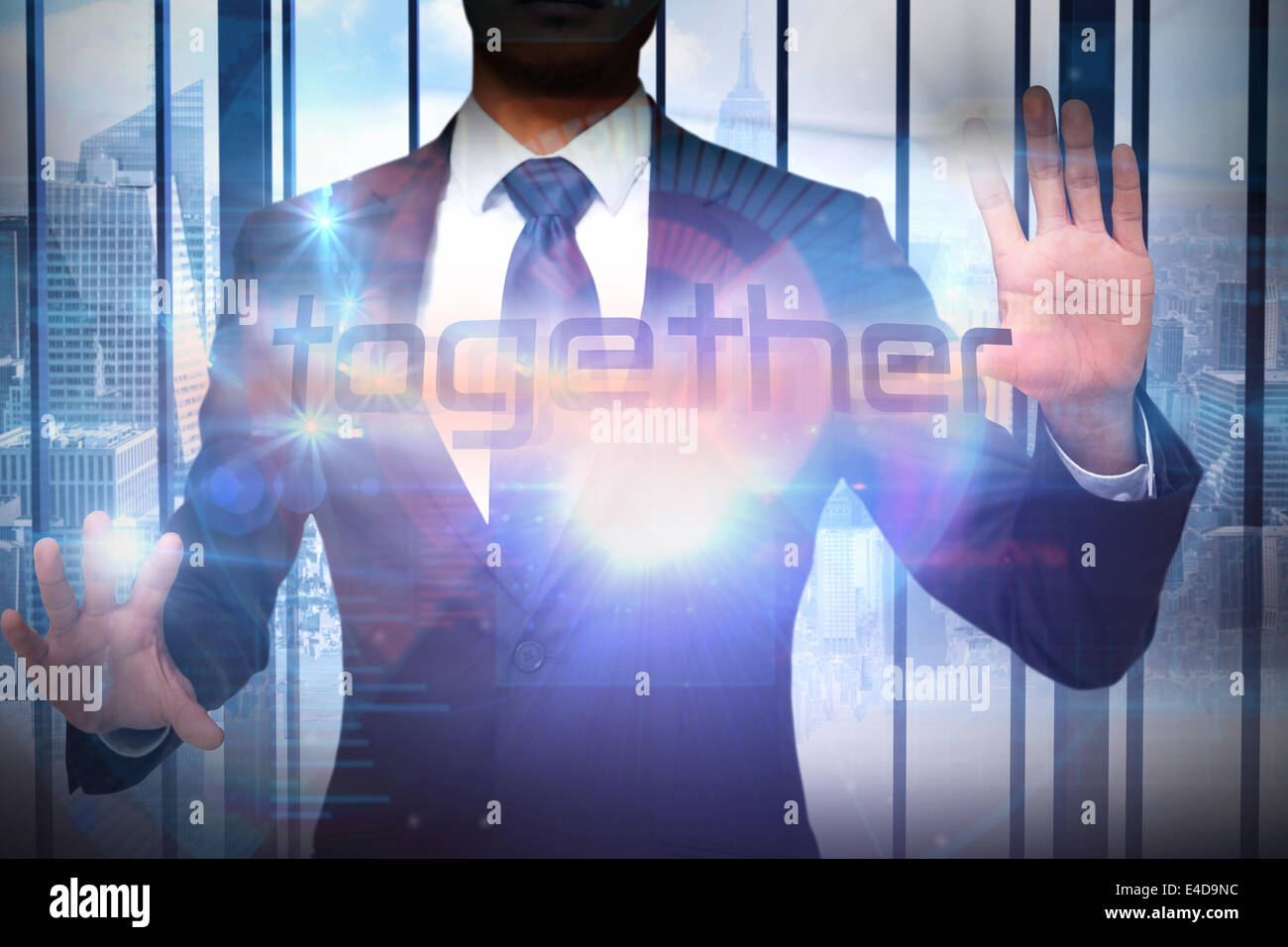 Businessman presenting the word together Stock Photo - Alamy