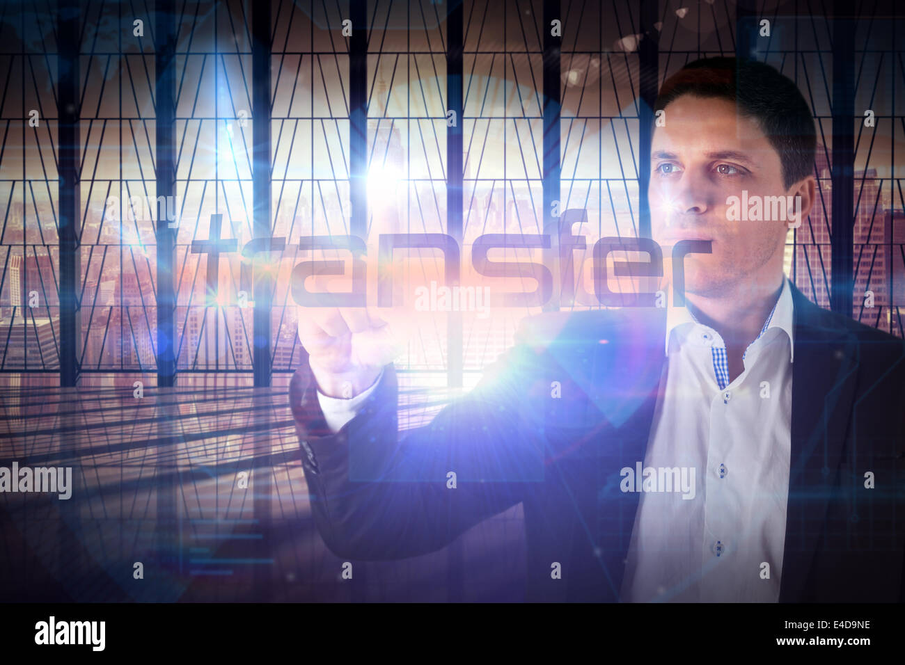 Businessman presenting the word transfer Stock Photo - Alamy