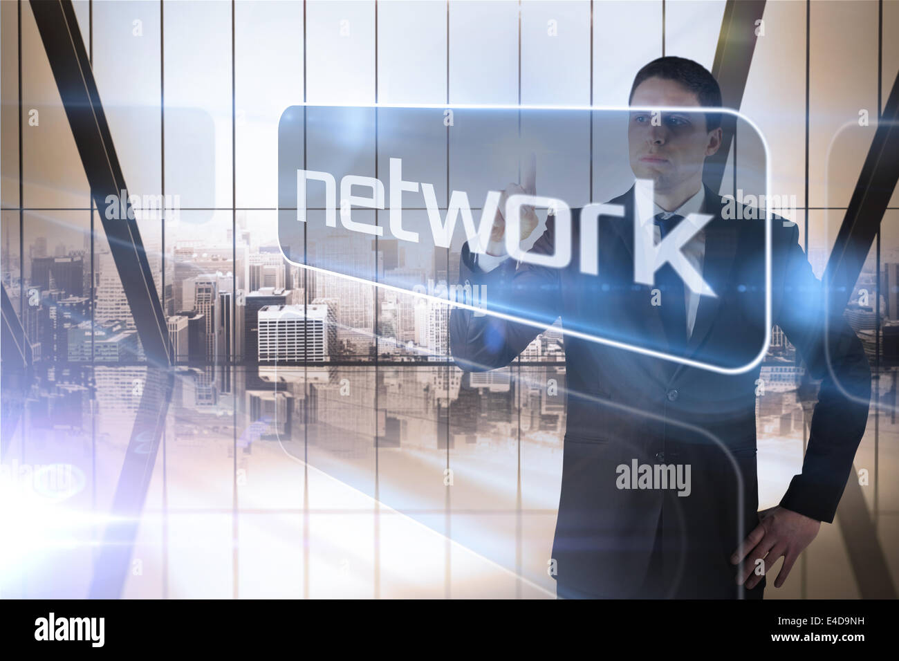 Businessman presenting the word network Stock Photo - Alamy