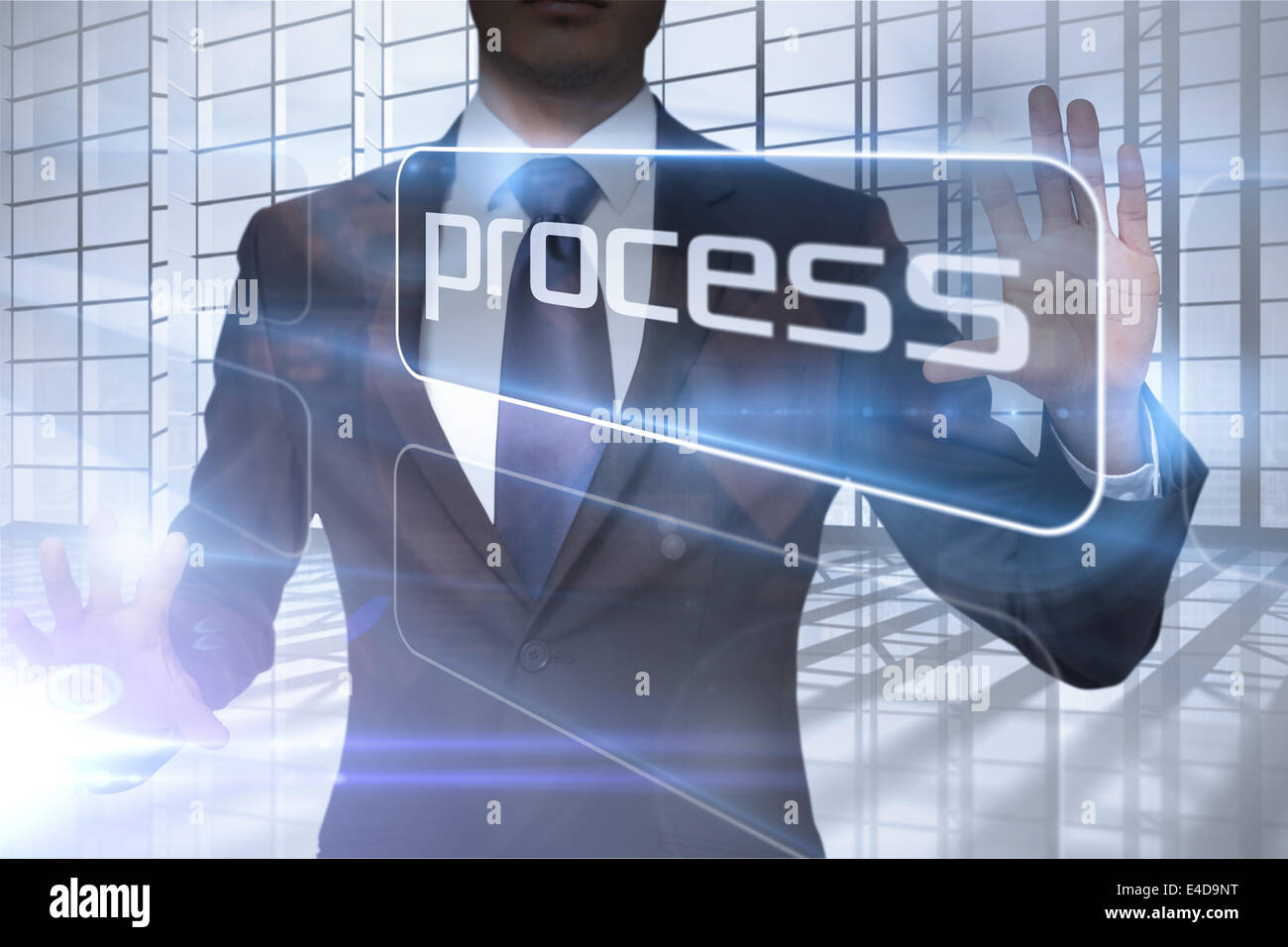 Businessman presenting the word process Stock Photo - Alamy