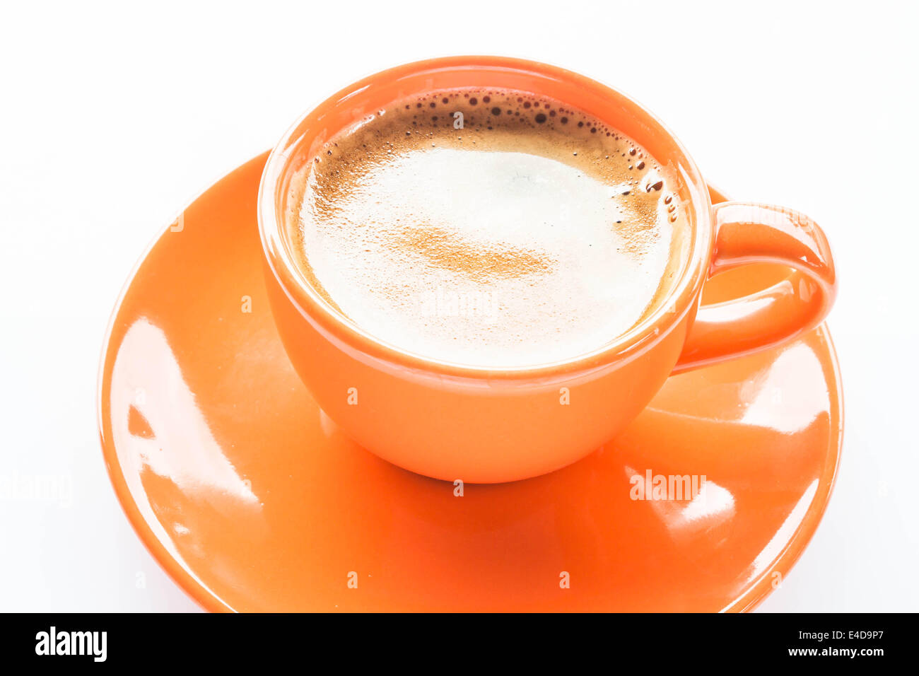 Double shots of espresso in cup isolated on white background Stock
