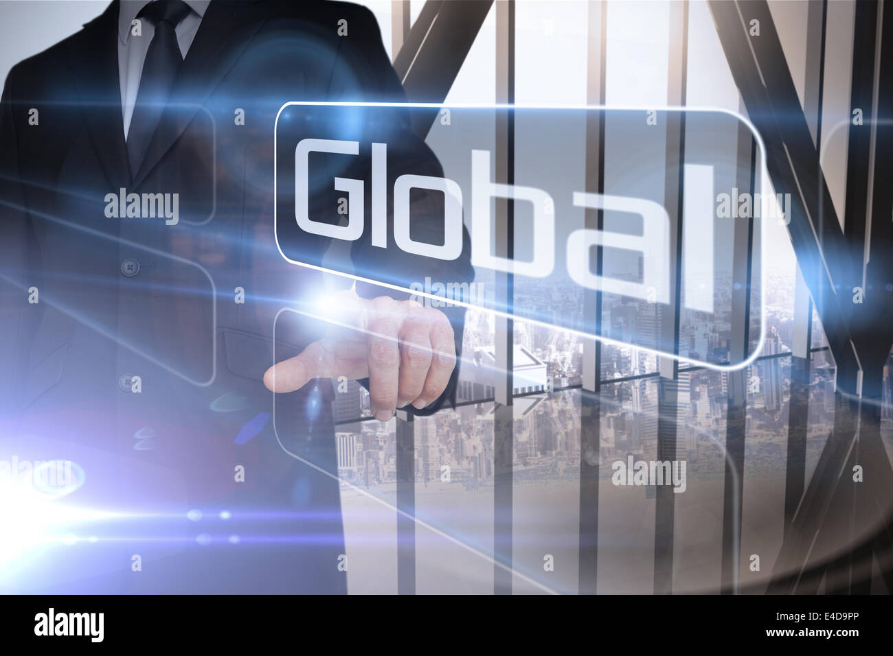 Businessman presenting the word global Stock Photo - Alamy