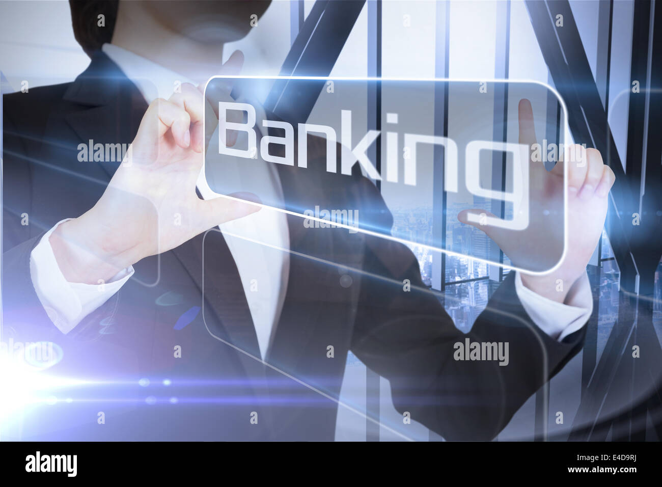 Businessman presenting the word banking Stock Photo - Alamy