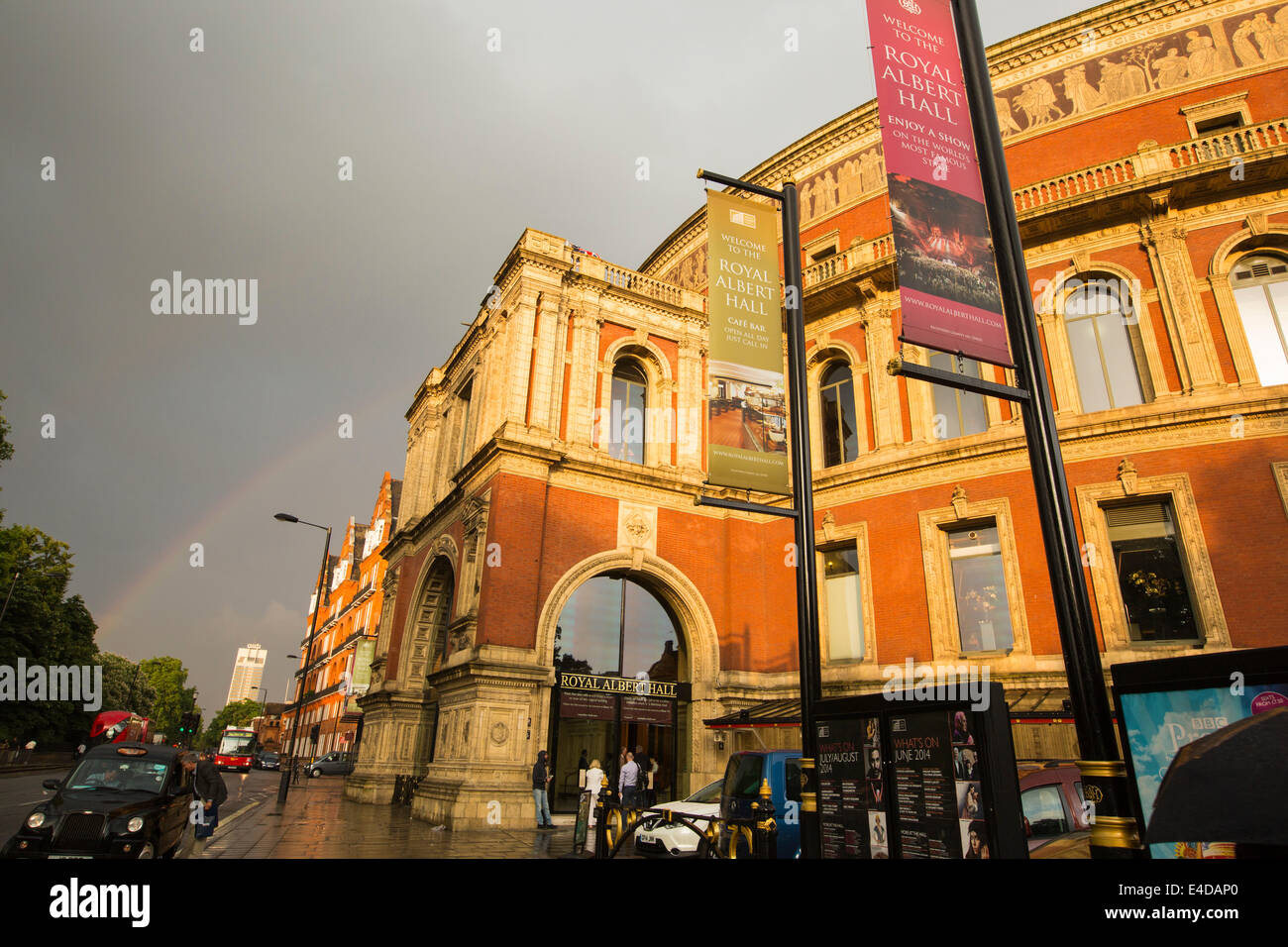 A rainbow over the Royal Albert Hall in London, UK. Stock Photo