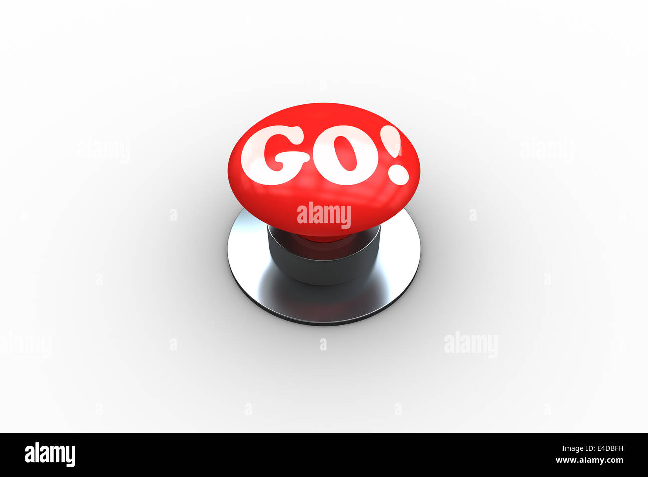 Go on digitally generated red push button Stock Photo