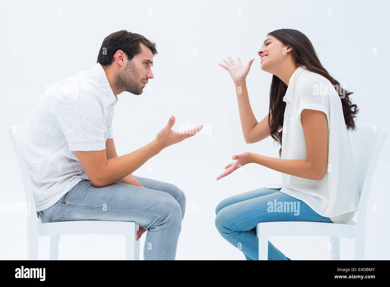 Couple quarreling on white hi-res stock photography and images - Alamy