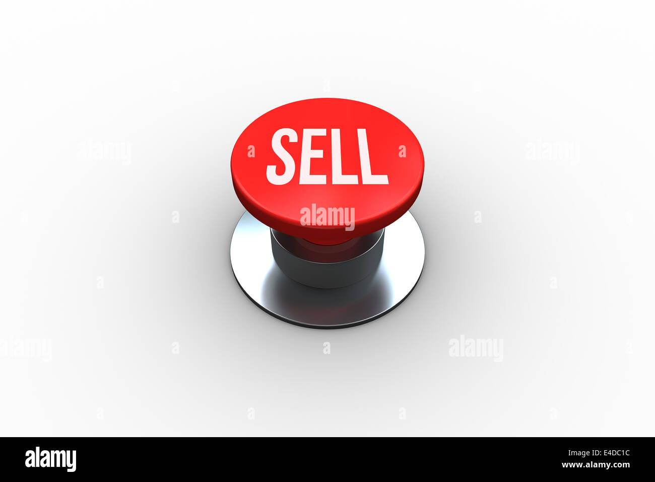 Sell on digitally generated red push button Stock Photo - Alamy