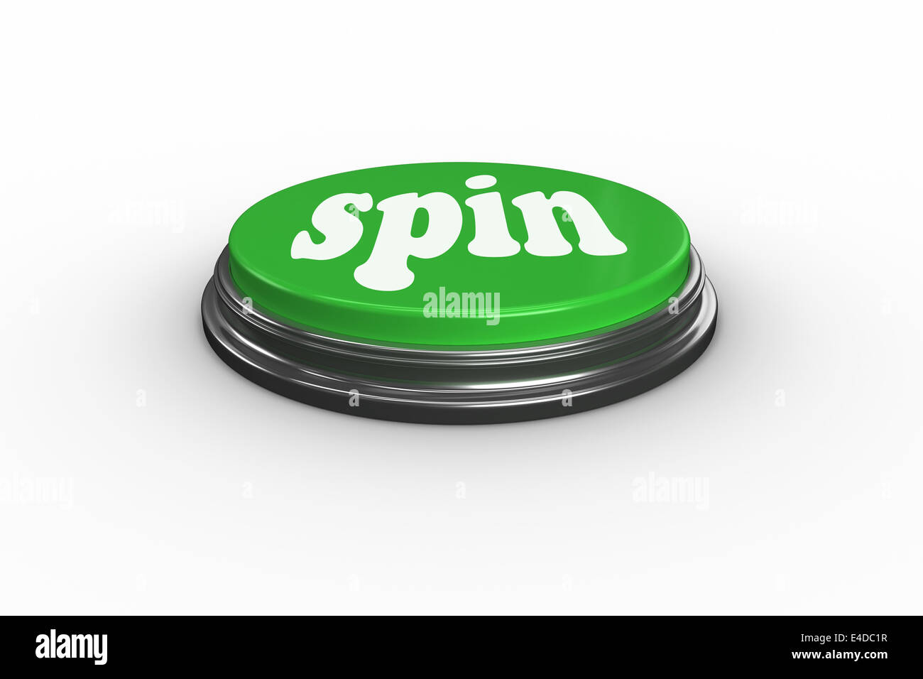 Spin on digitally generated green push button Stock Photo