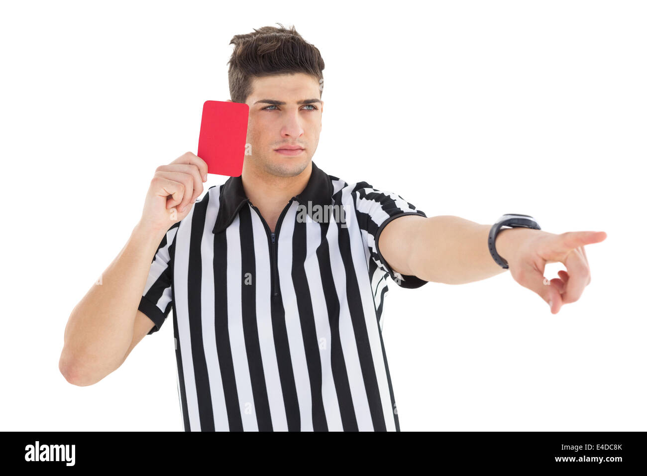 Stern referee showing red card Stock Photo