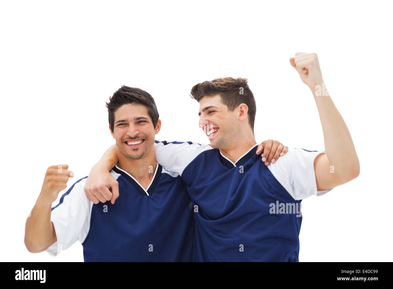 Football players celebrating a win Stock Photo Alamy