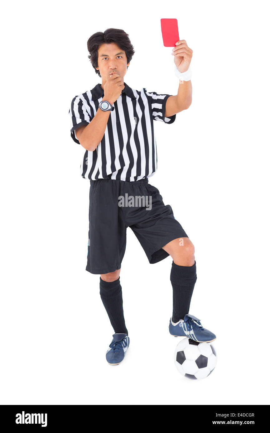Stern referee showing red card Stock Photo Alamy