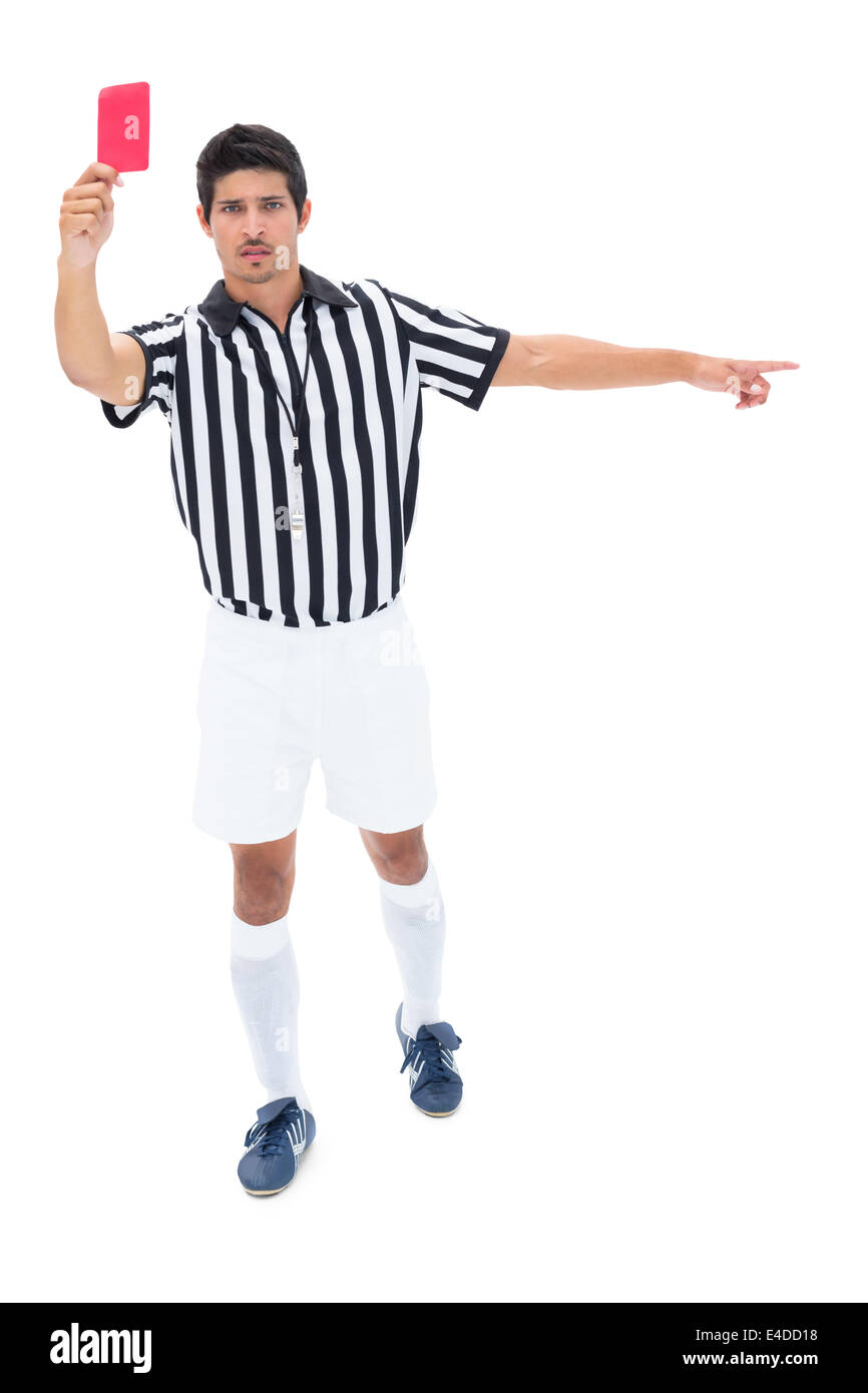 Serious referee showing red card Stock Photo Alamy