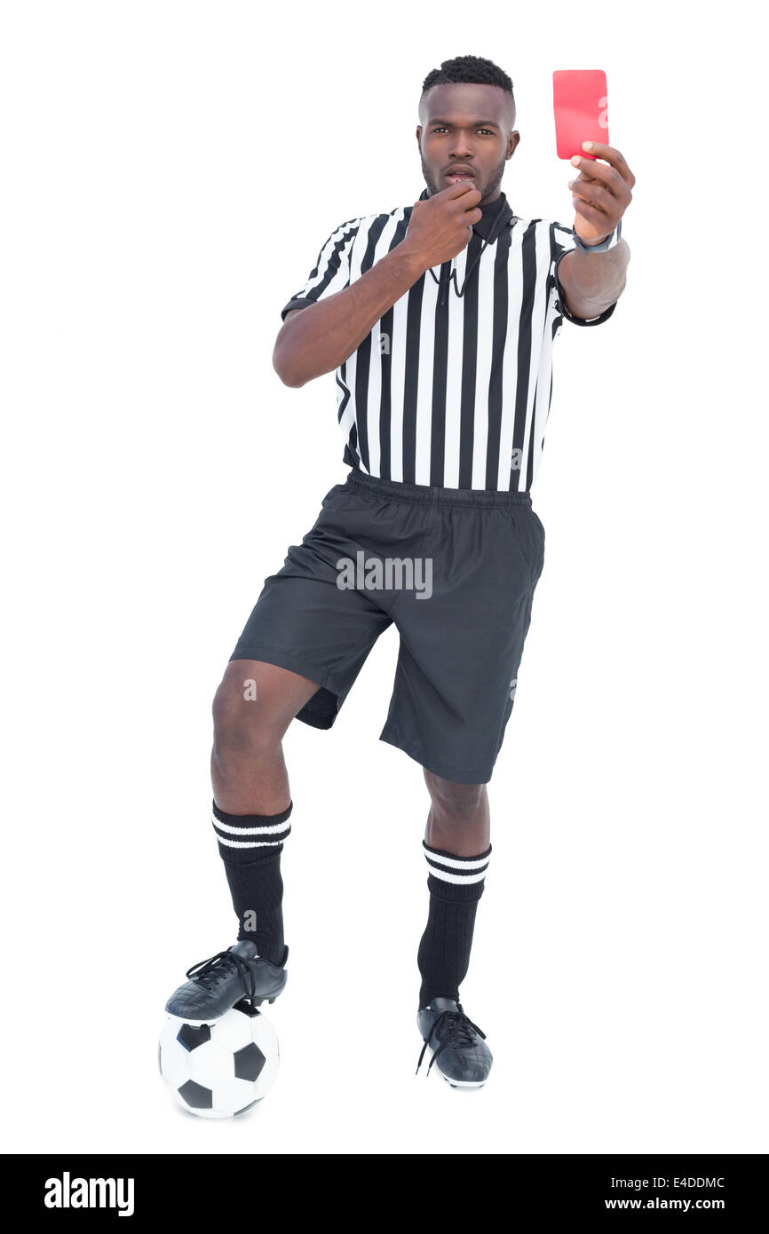 Serious referee showing red card Stock Photo Alamy