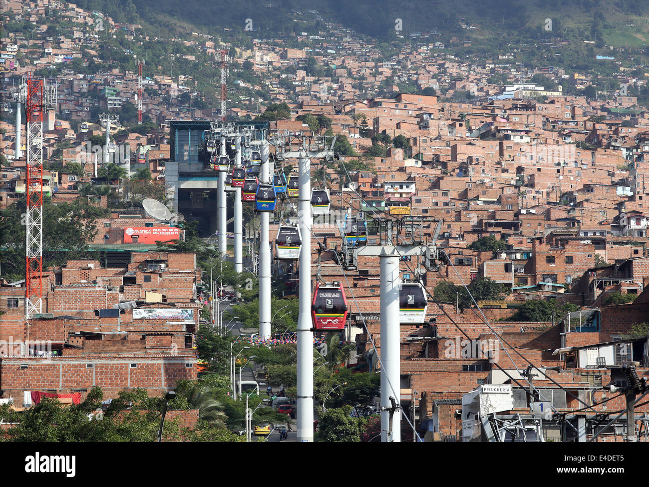 Tha Cable Car up to Santo Domingo and Santa Elena, Medellin, Medellín, Colombia Stock Photo