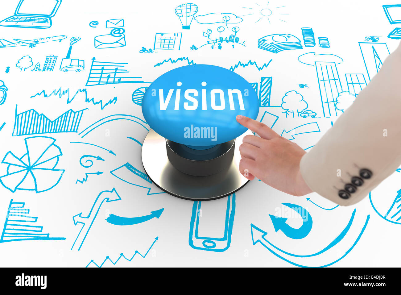 Vision against blue push button Stock Photo