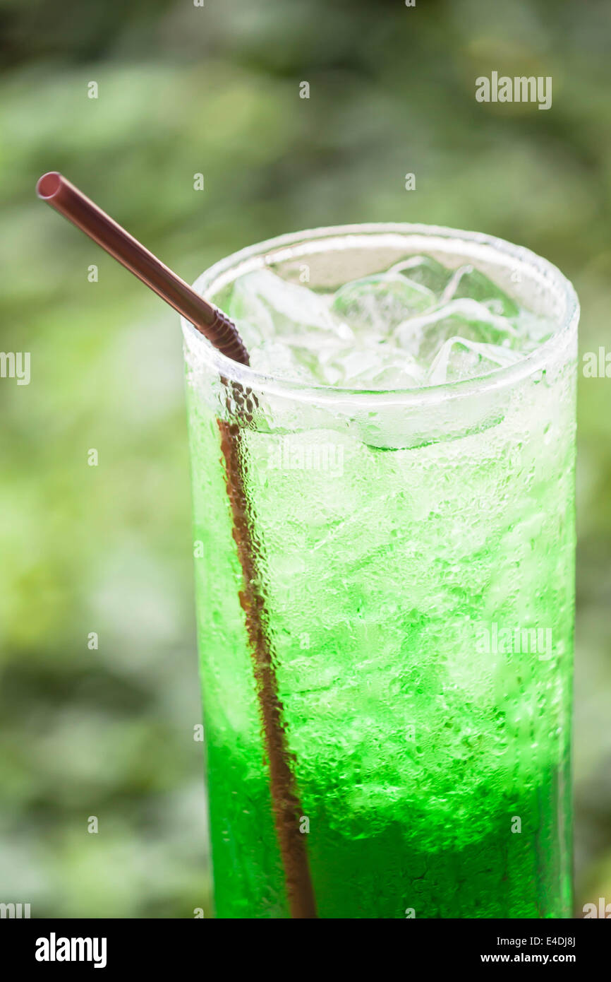 Non alcohol green drink with ice cubes Stock Photo Alamy