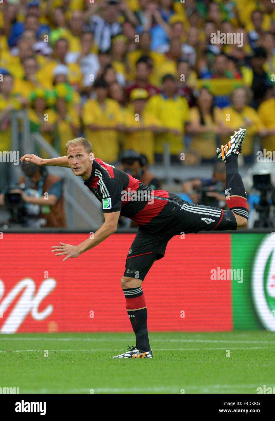 Belo Horizonte, Brazil. 08th July, 2014. Germany's Benedikt Hoewedes during the FIFA World Cup 2014 semi-final soccer match between Brazil and Germany at Estadio Mineirao in Belo Horizonte, Brazil, 08 July 2014. Photo: Thomas Eisenhuth/dpa/Alamy Live News Stock Photo