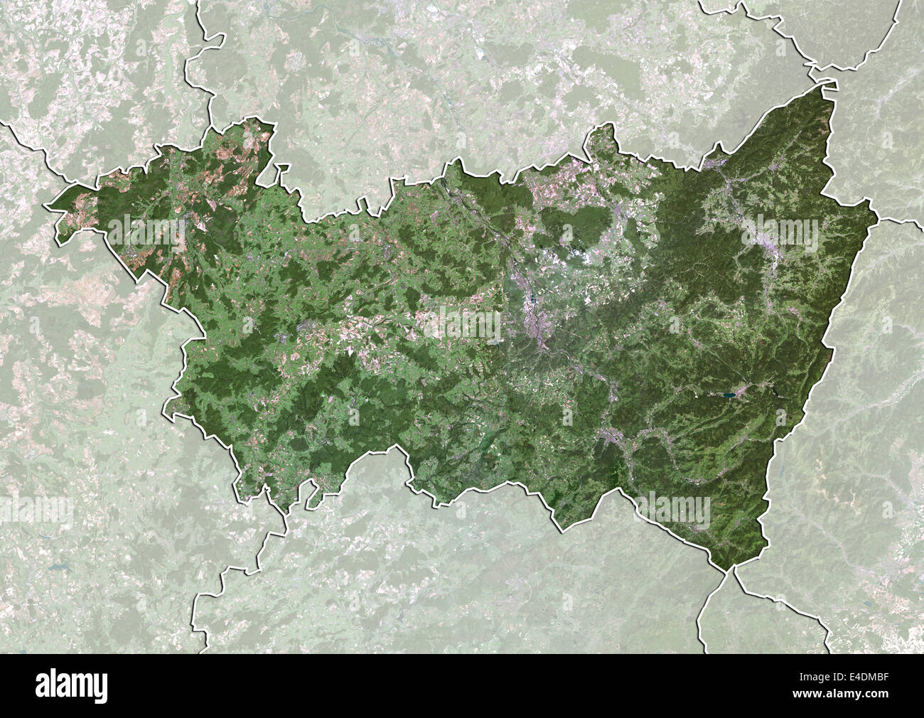 Departement of Vosges, France, True Colour Satellite Image Stock Photo