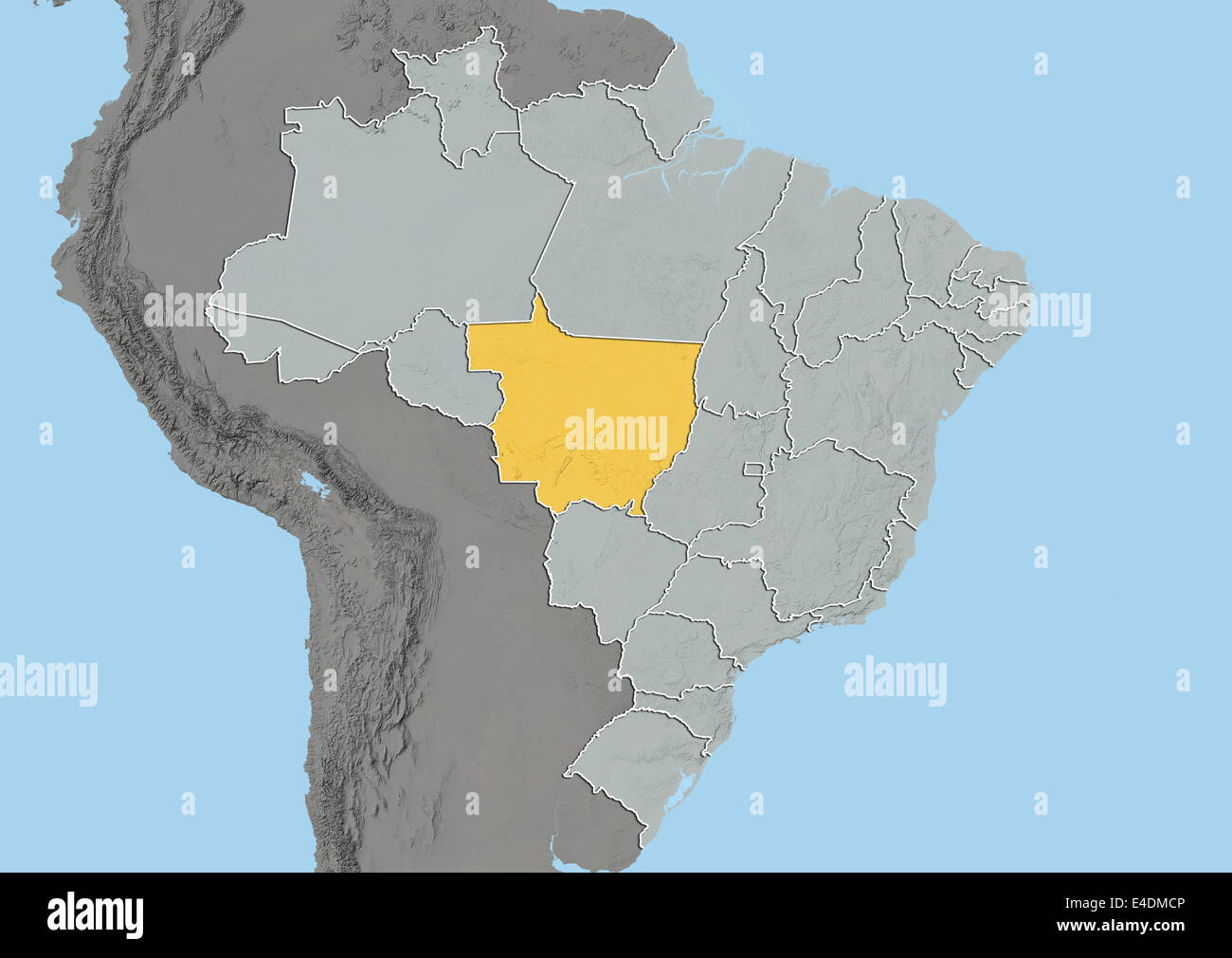 State of Mato Grosso, Brazil, Relief Map Stock Photo - Alamy