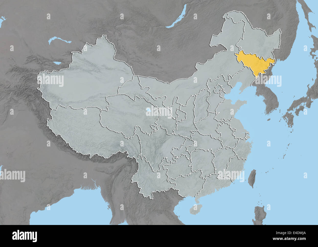 Province of Jilin, China, Relief Map Stock Photo Alamy