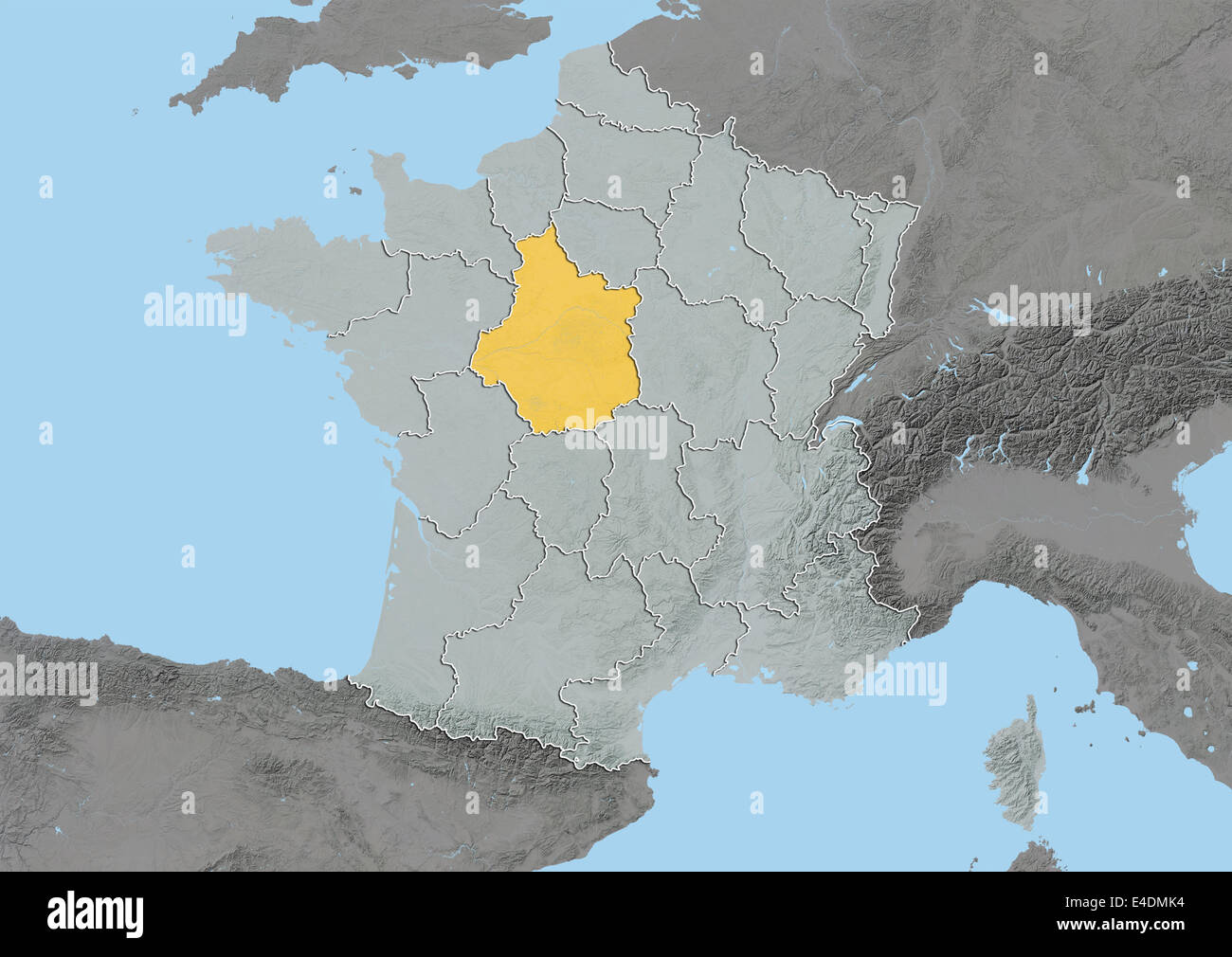 Region of Centre, France, Relief Map Stock Photo Alamy