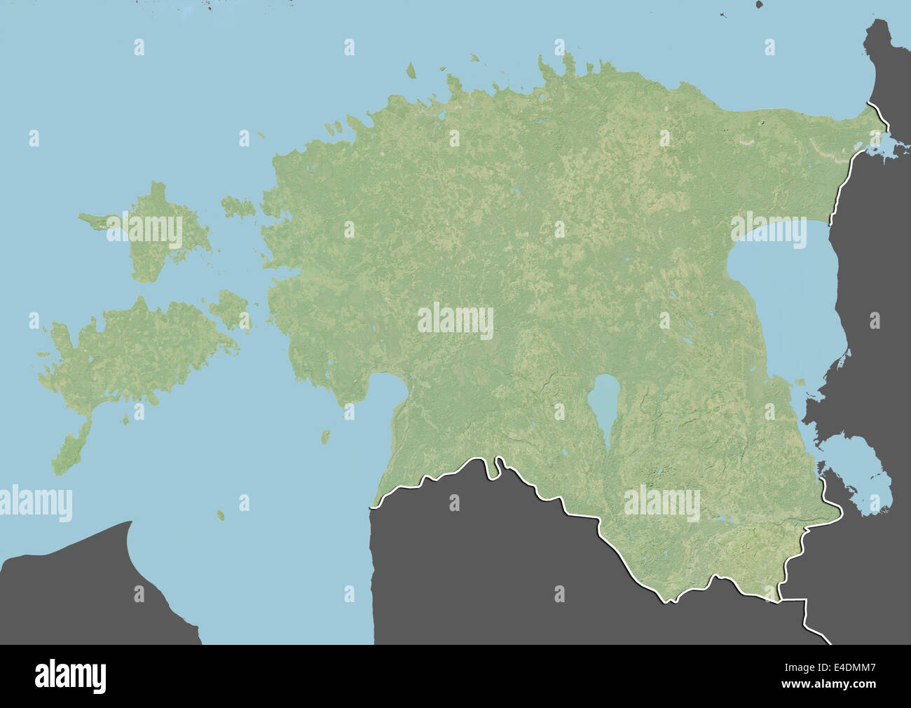 Estonia Physical Map Estonia Relief Map With Border And Mask E4DMM7 