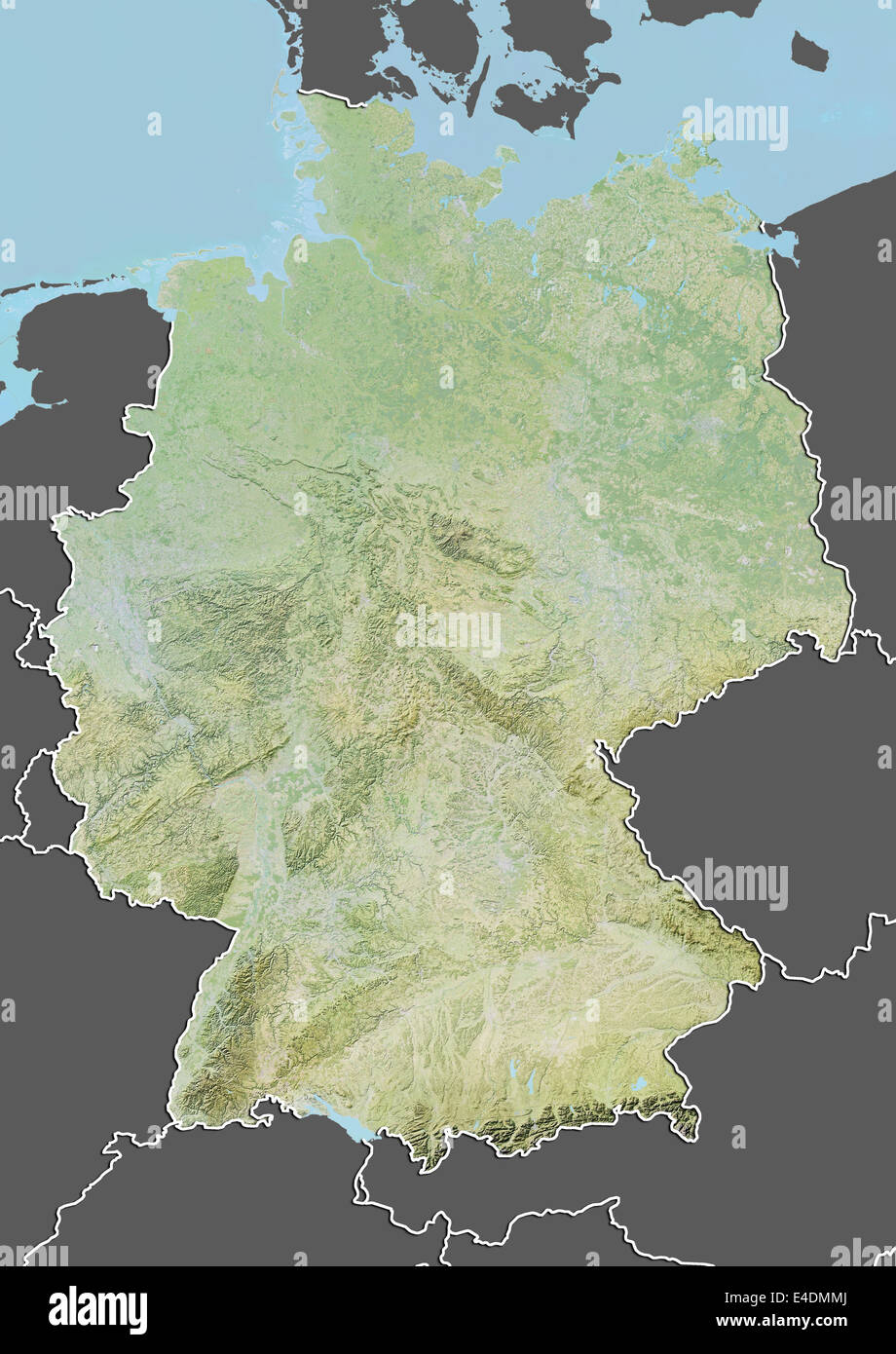 Germany, Relief Map With Border and Mask Stock Photo Alamy