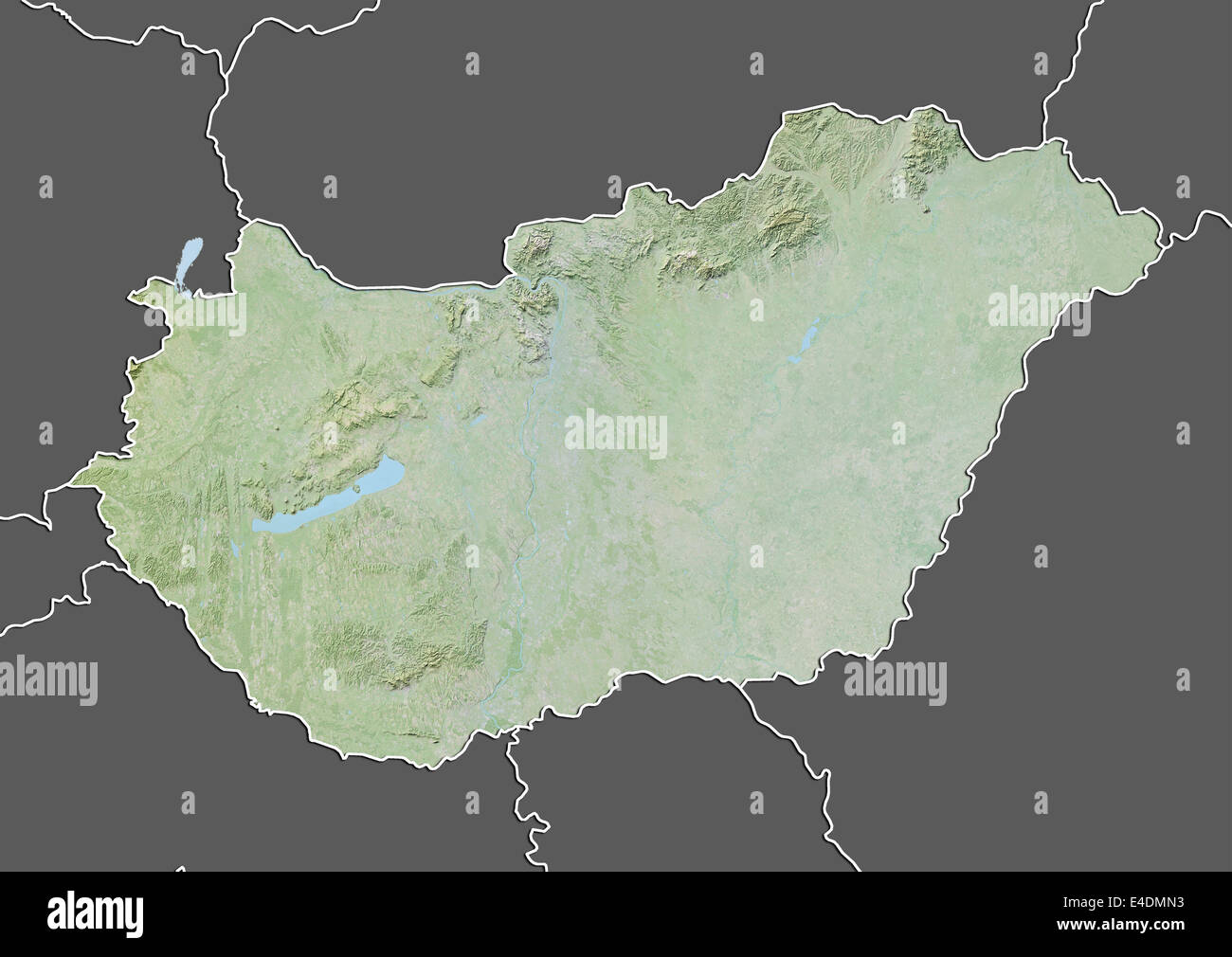Hungary, Relief Map With Border and Mask Stock Photo Alamy