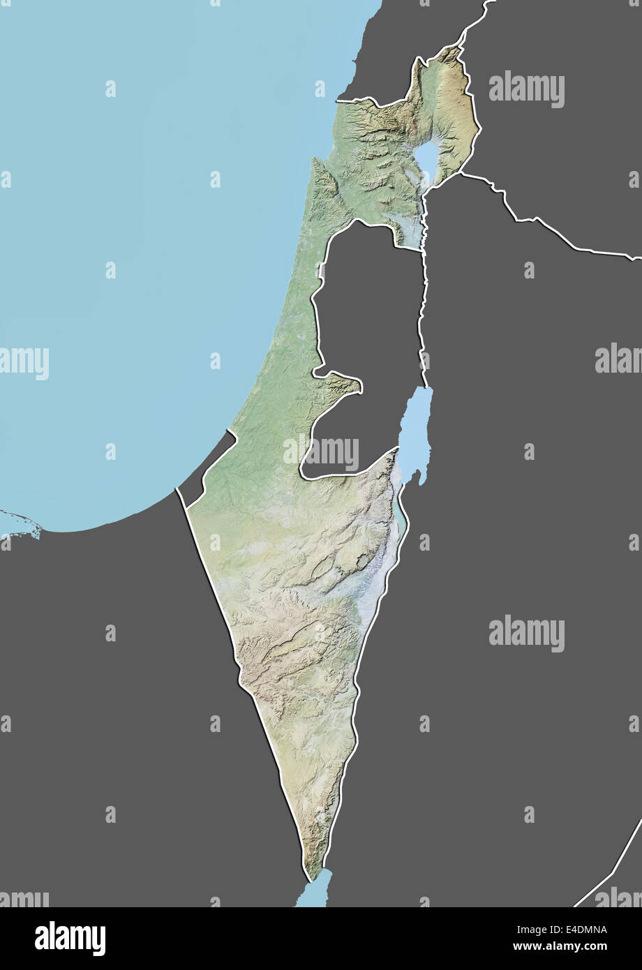 Israel, Relief Map With Border and Mask Stock Photo