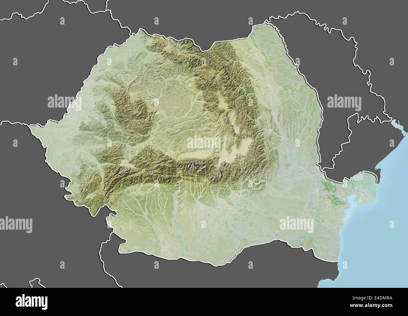 Romanian Physical Map Romania Relief Map With Border And Mask E4DMRA